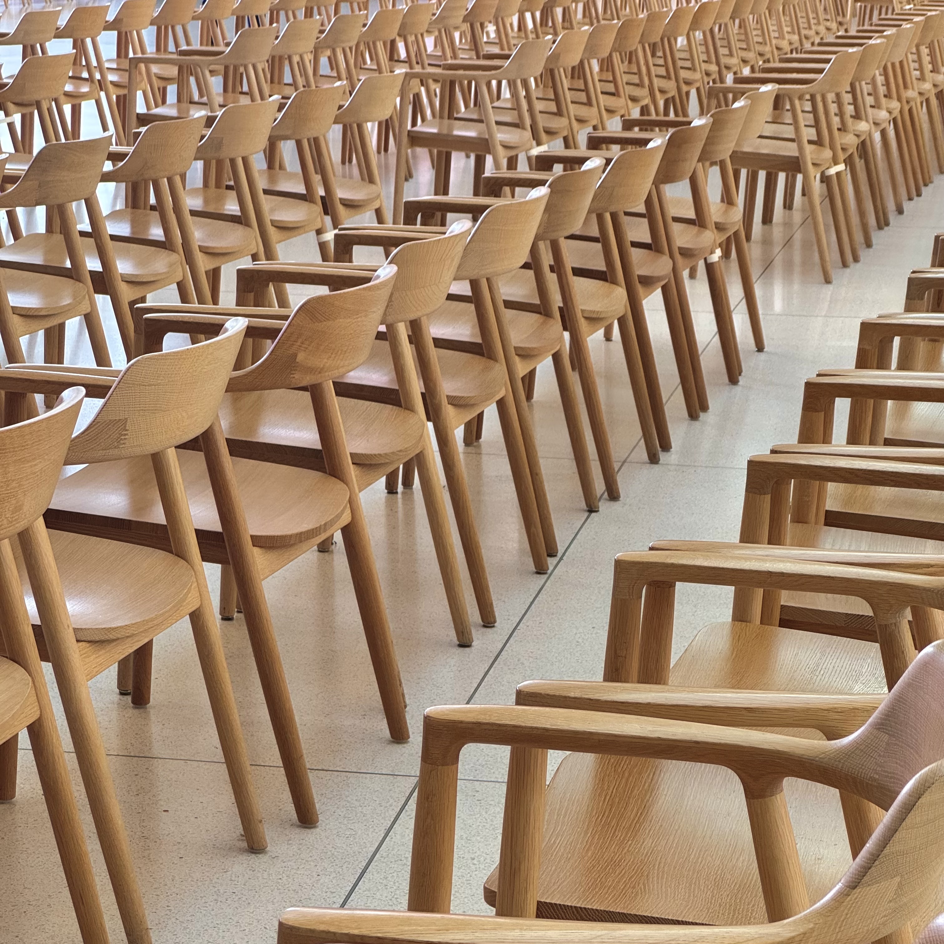 rows of chairs in Apple Park