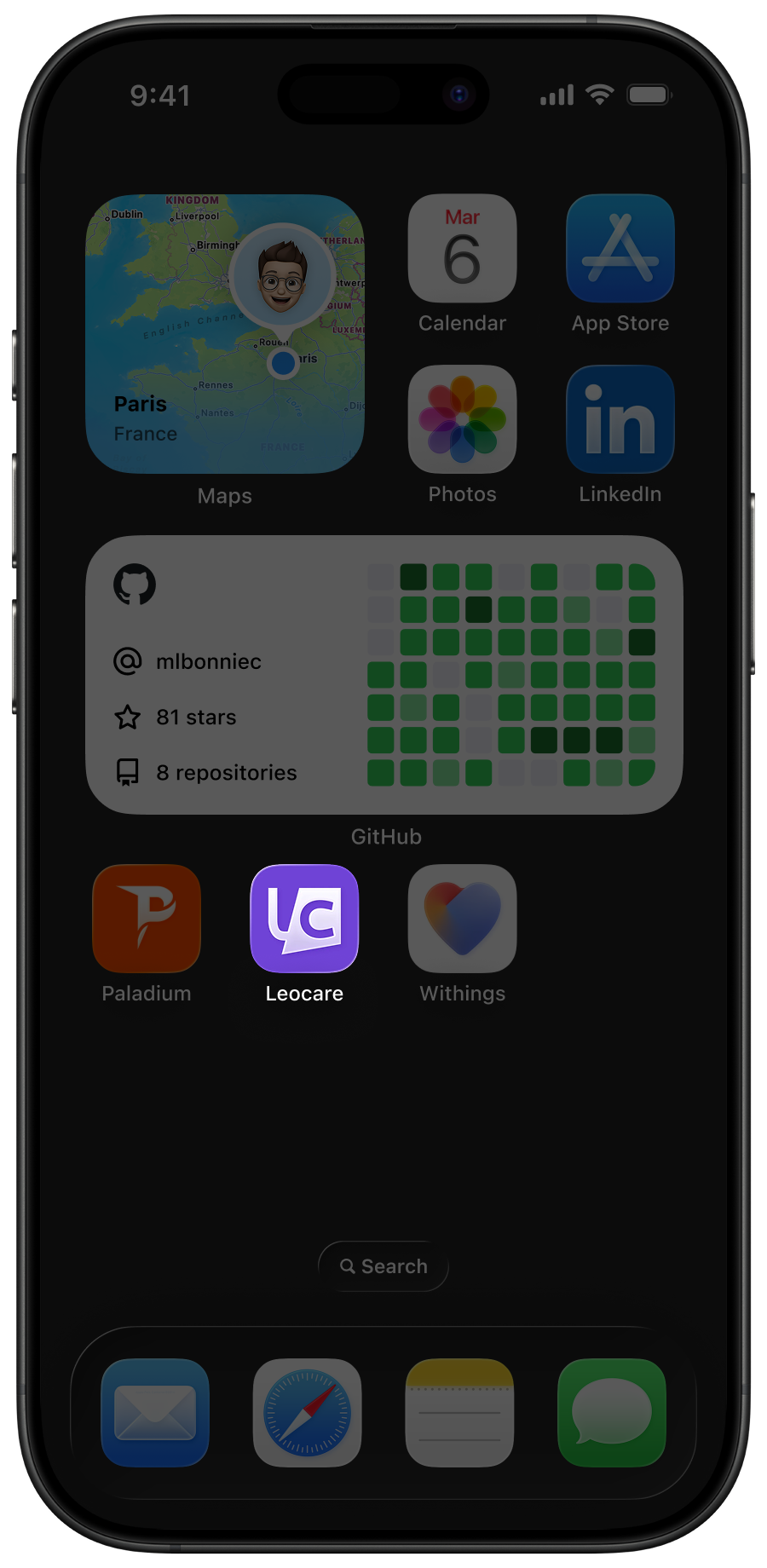 iPhone 16 Pro focused on a Leocare application icon