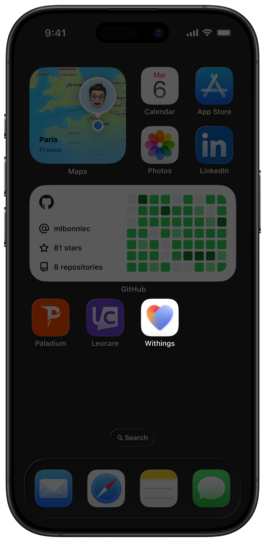 iPhone 16 Pro focused on a Withings application icon