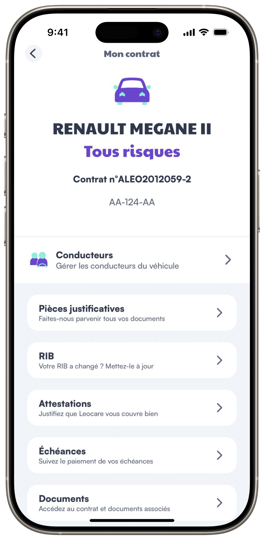 Leocare iOS Application Contract View