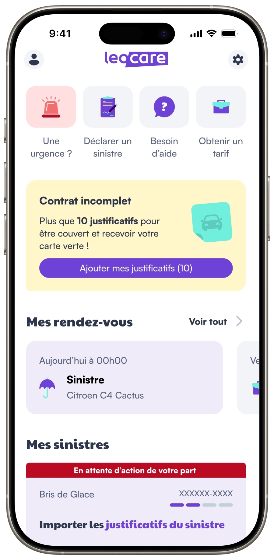 Leocare iOS Application Home View