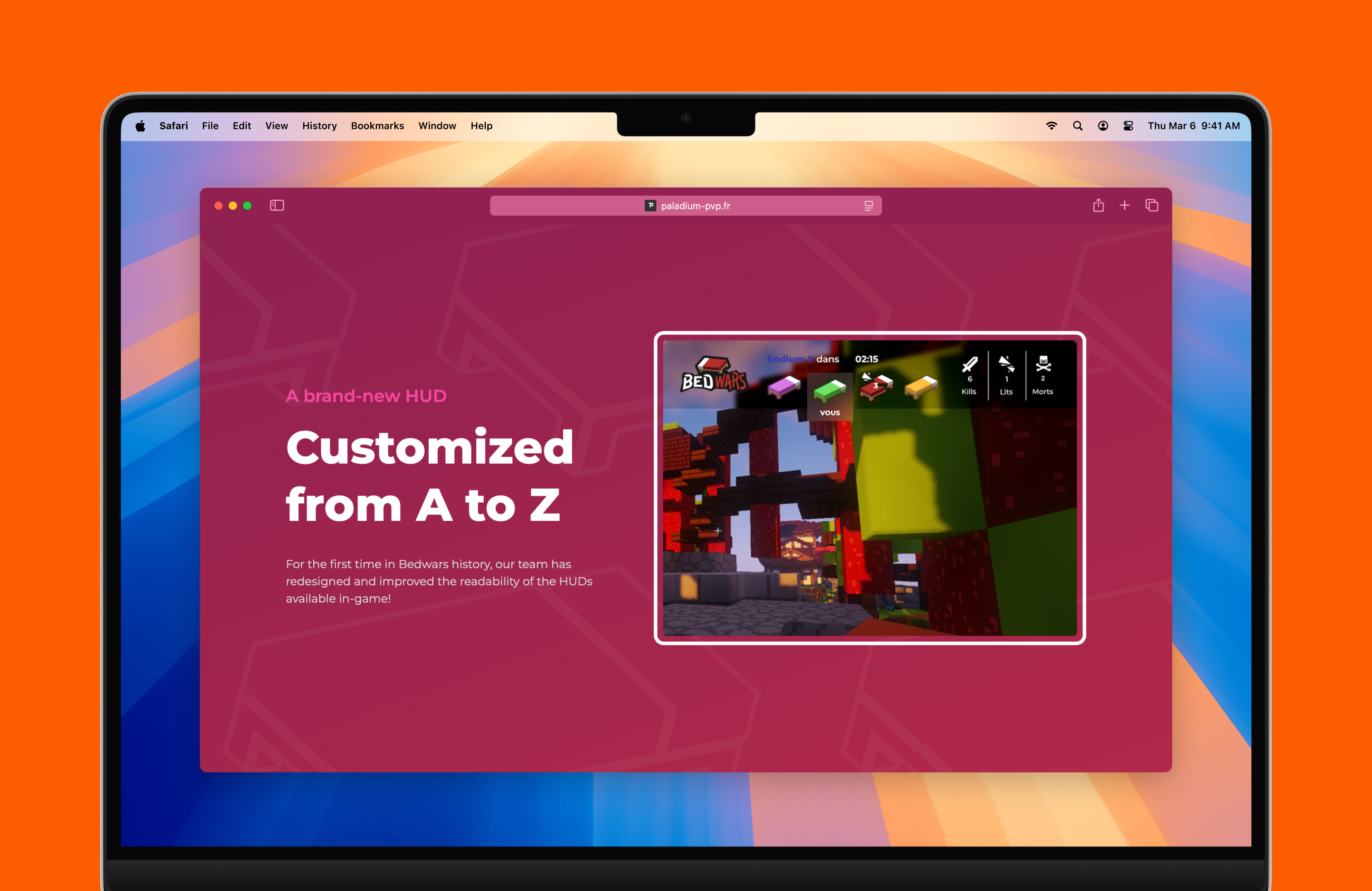 Bedwars HUD Section of PaintWars Mini-Games page